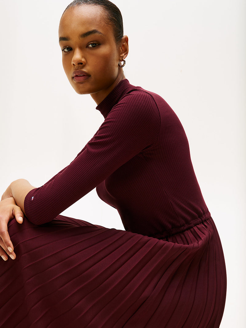 Tommy Hilfiger Pleated Midi Fit And Flare Dress