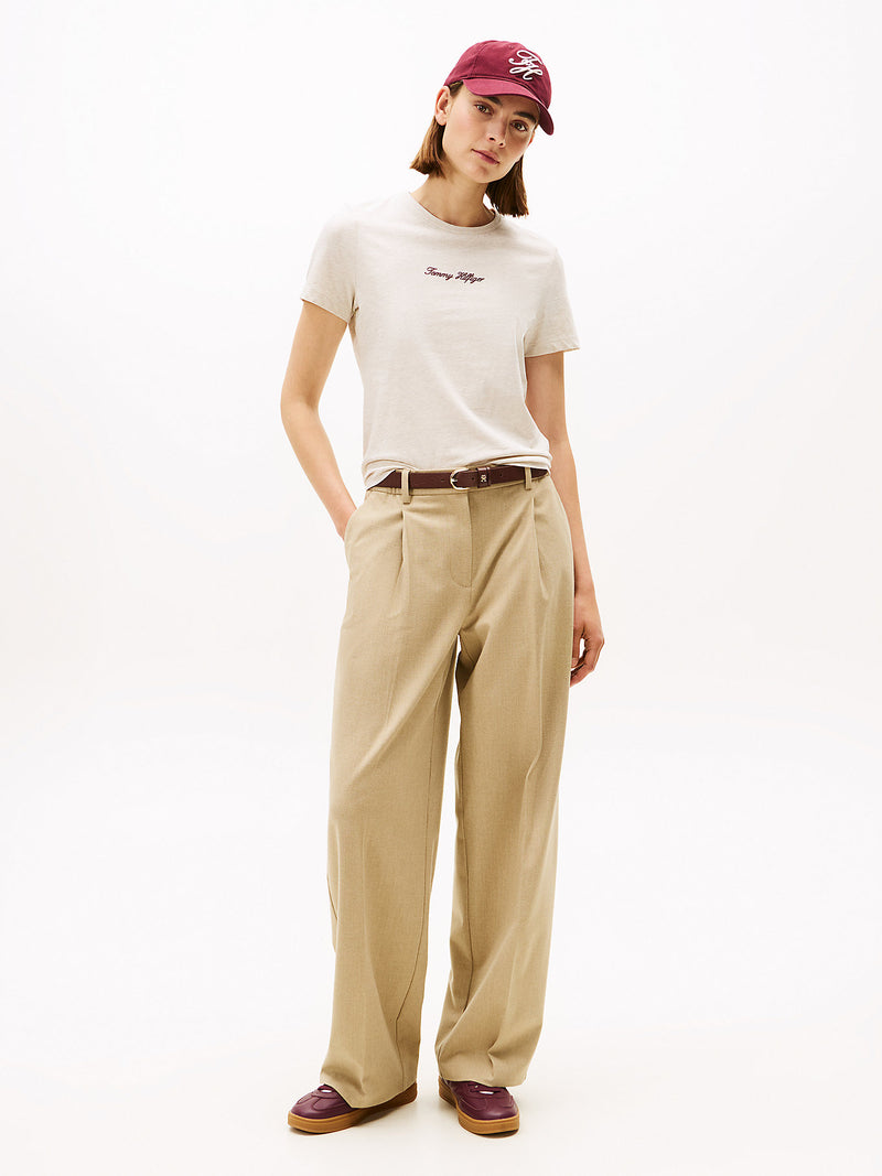 Tommy Hilfiger logo cotton t-shirt “Heather Oatmilk”