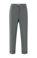 Yaya High waist tailored trousers with turn-ups - Grey