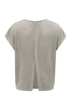 Yaya Sleeveless knit top with back button detail - Brownish Grey