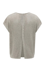 Yaya Sleeveless knit top with back button detail - Brownish Grey