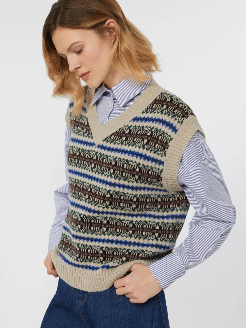 Weekend MaxMara Wool and Alpaca Jacquard Gilet