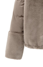 Yaya Short teddy jacket with padded sleeves - Brown