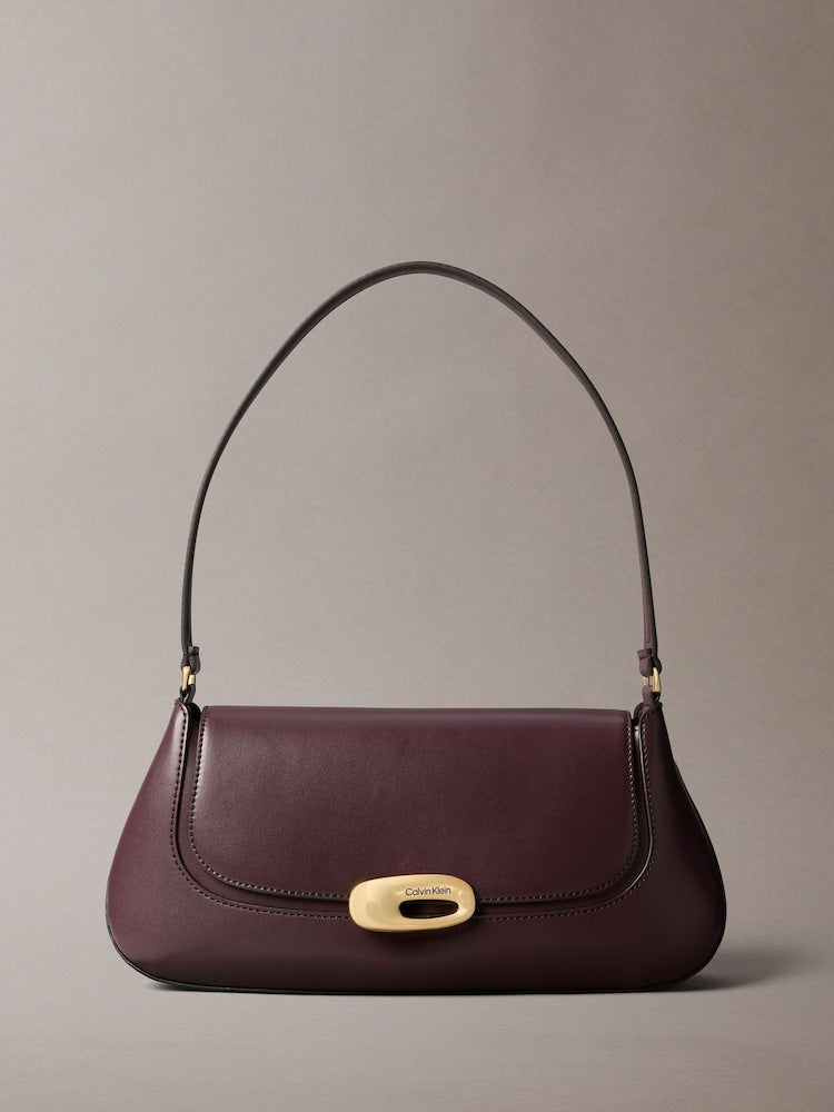 Calvin Klein Brown Top Flap Shoulder Bag