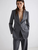 Marella straight fit stretch blazer - Melange Grey