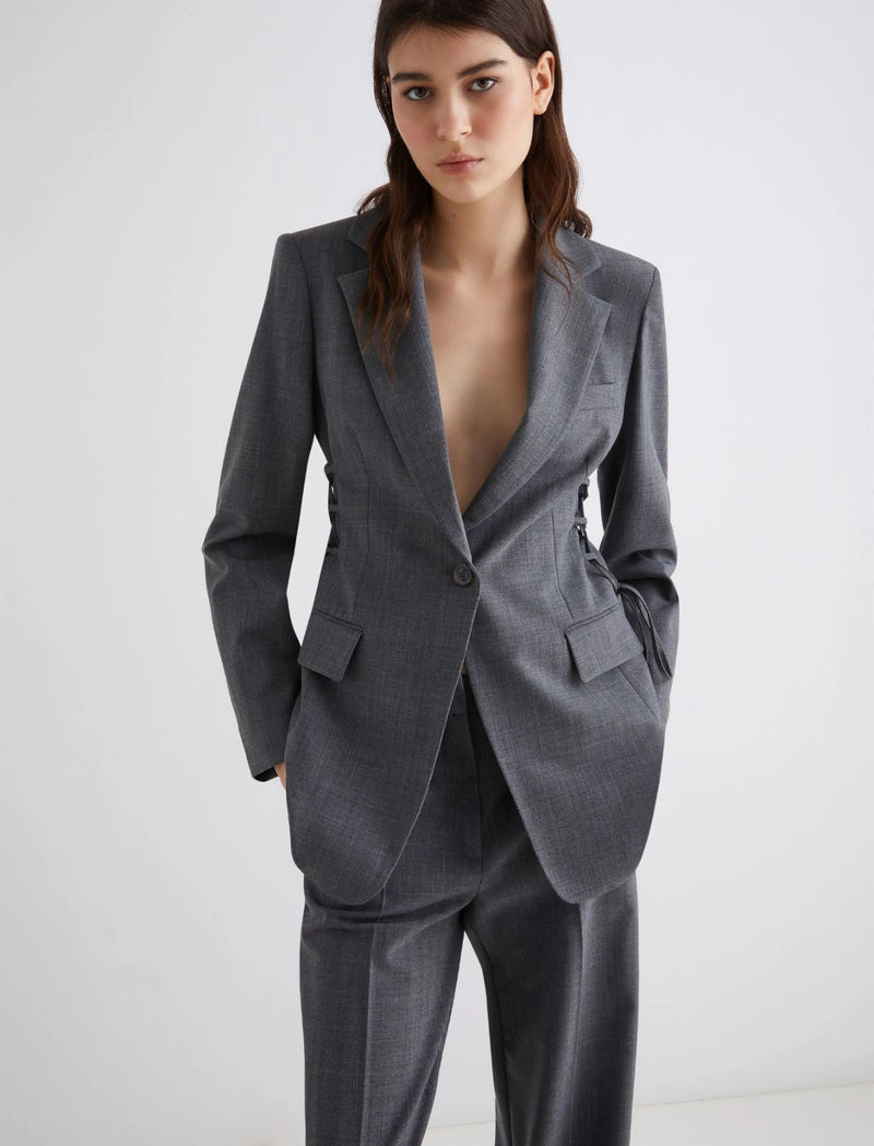 Marella straight fit stretch blazer - Melange Grey