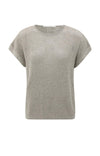 Yaya Sleeveless knit top with back button detail - Brownish Grey