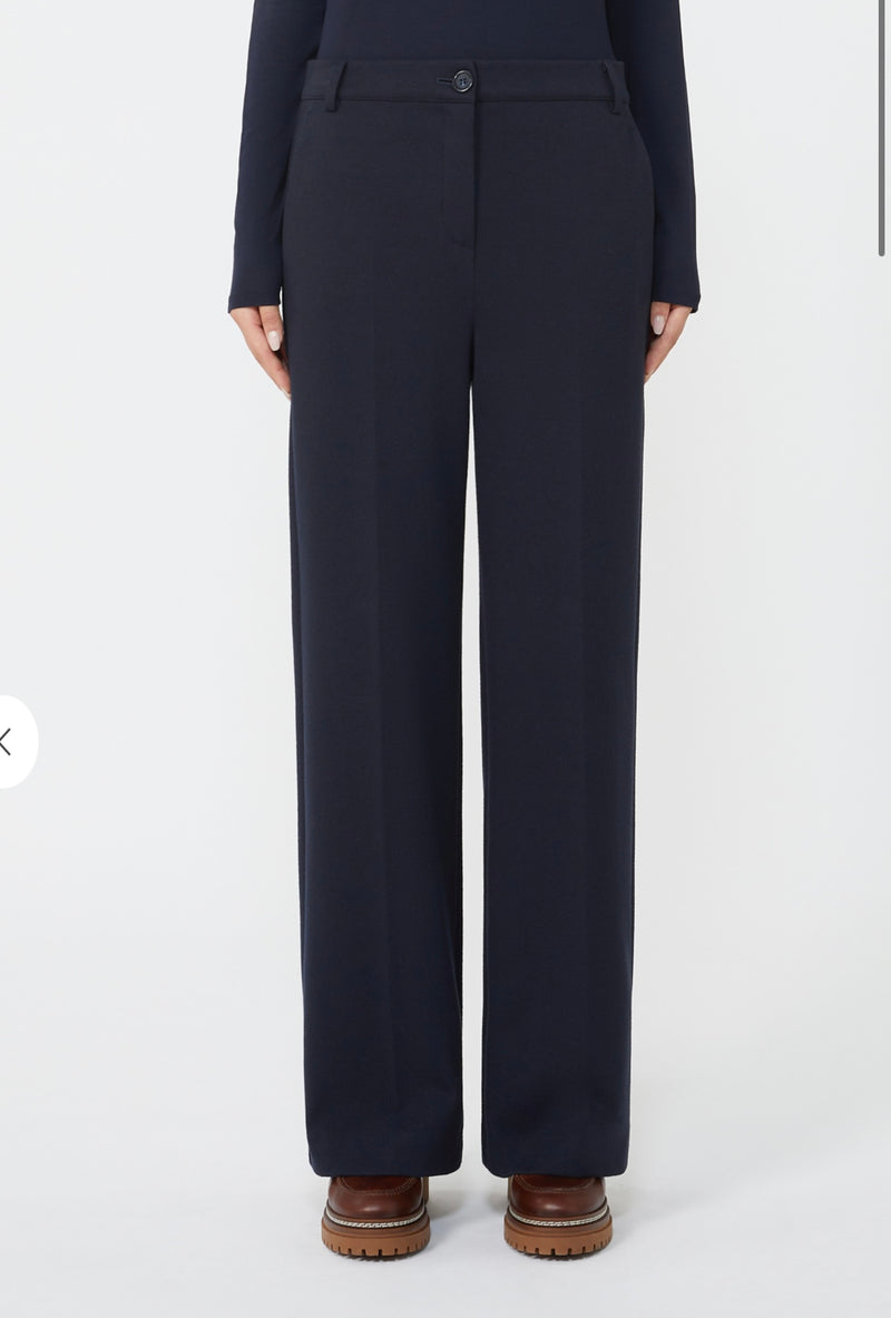 Weekend MaxMara Navy Flannel Jersey Trousers - ZELOTA