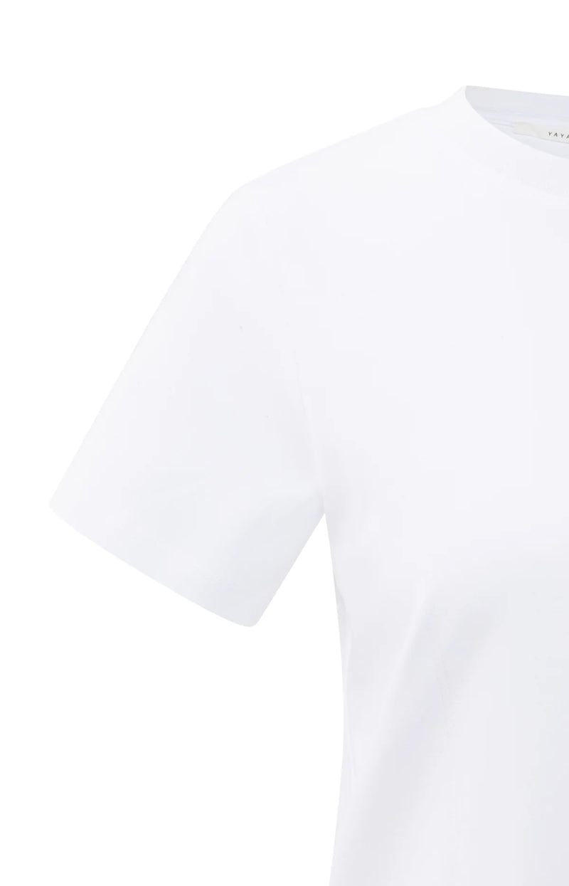 Yaya T-shirt with subtle stitch details - White