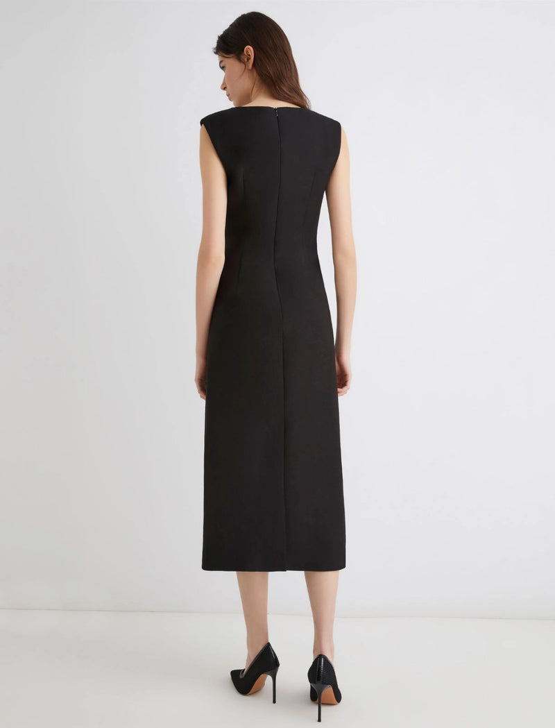 Marella Black slim-fit sable dress - ORSOLA