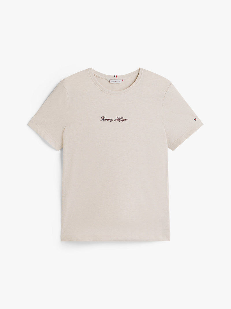Tommy Hilfiger logo cotton t-shirt “Heather Oatmilk”