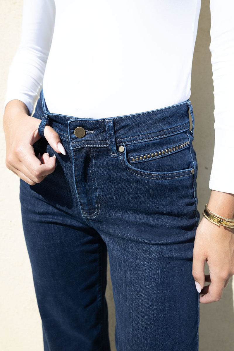 No2Moro Wide Leg Denim Trouser (27" Leg) Indigo Wash - NAPOLI
