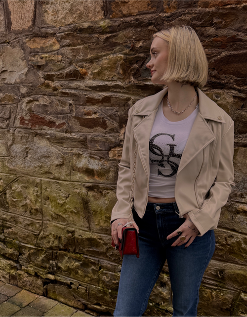 Guess cream leather jacket