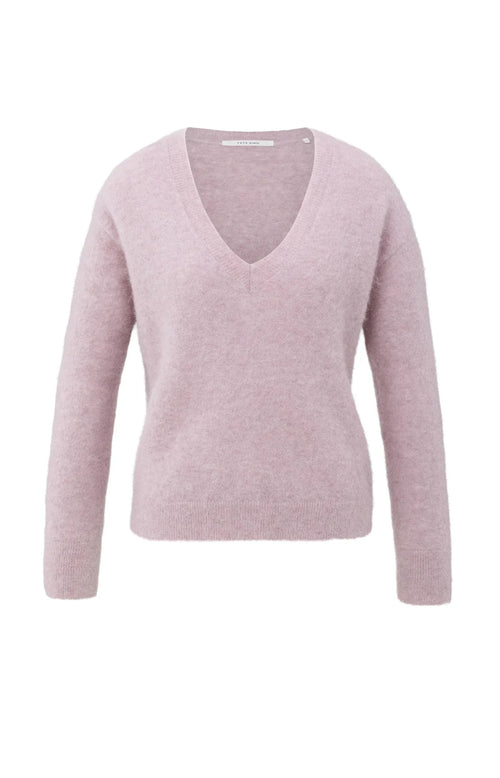 Yaya Soft Sweater with V-Neck - Fudge Purple