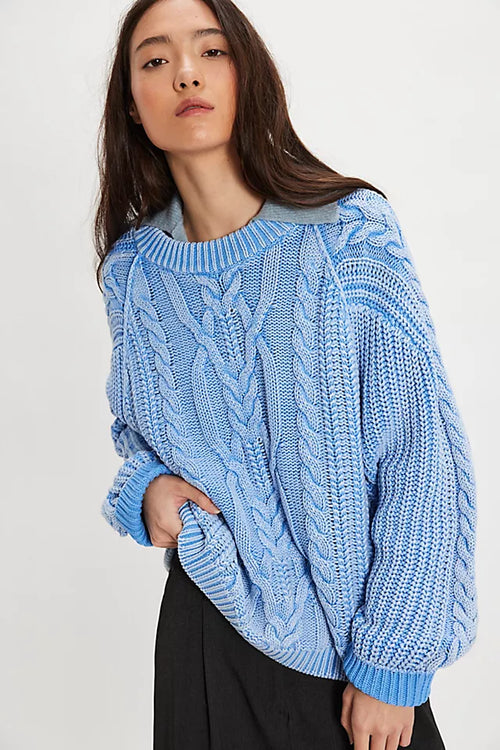 Free People Frankie Cable Jumper - Blue