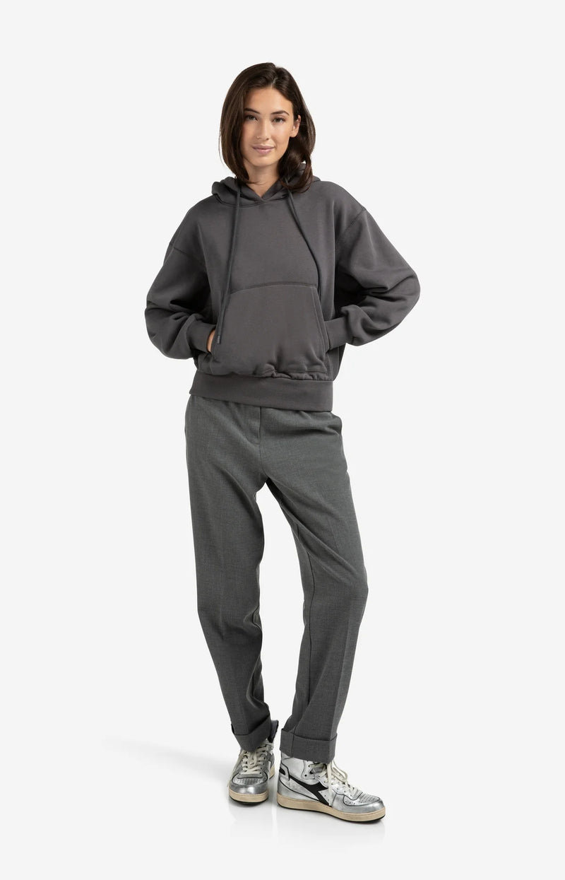 Yaya High waist tailored trousers with turn-ups - Grey