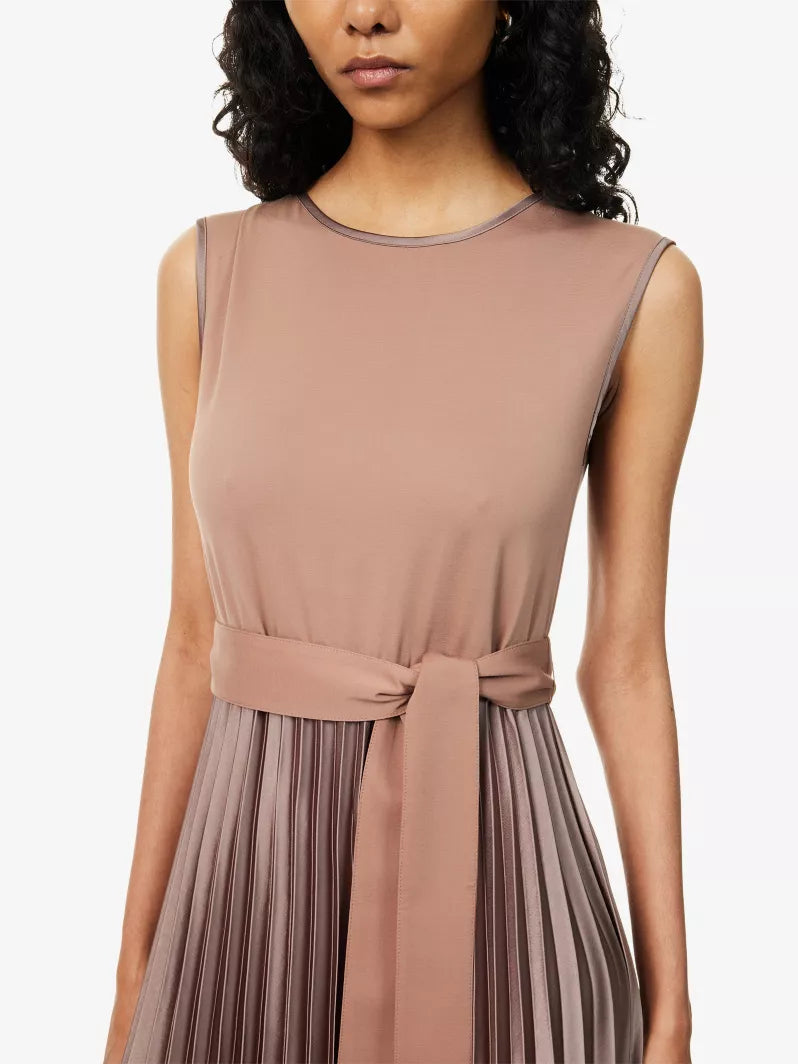 Weekend MaxMara Sleeveless Pleated Jersey And Satin Midi Dress