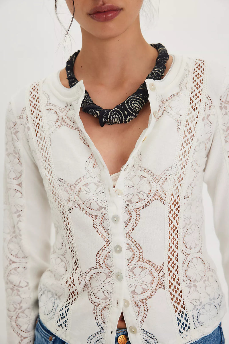 Free People Jae Knit Long Sleeve - Ivory