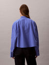 Calvin Klein Stripe Cropped Boxy Button-Down Shirt