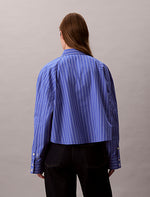 Calvin Klein Stripe Cropped Boxy Button-Down Shirt
