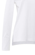 Yaya Jersey top with woven cuffs and slit detail - Pure White
