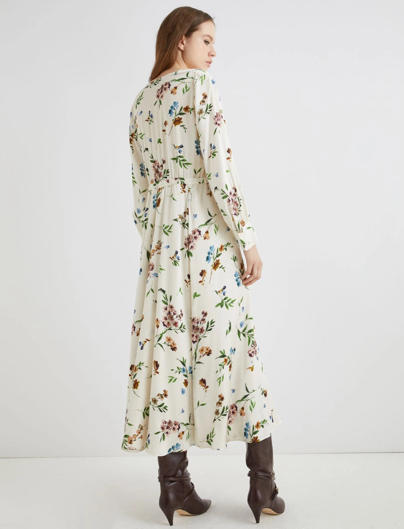 Marella Satin Criss-Cross Dress - CREAM