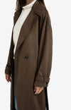 Yaya Long suedine coat with belt - Brown