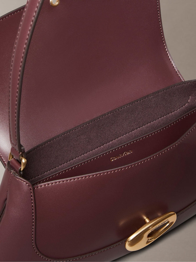 Calvin Klein Brown Top Flap Shoulder Bag