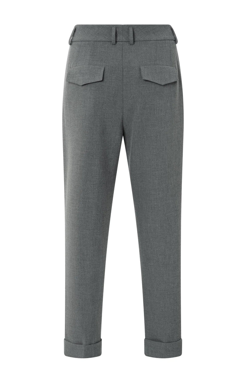 Yaya High waist tailored trousers with turn-ups - Grey