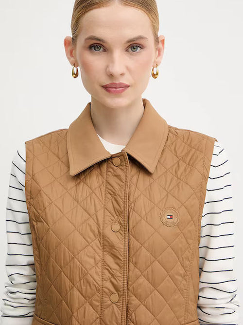 Tommy Hilfiger Padded Nylon Slim Quilted Vest/Gilet - Brown