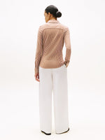 Tommy Hilfiger Slim Fit Pique Brown Stripe Shirt