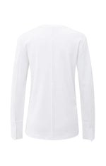 Yaya Jersey top with woven cuffs and slit detail - Pure White