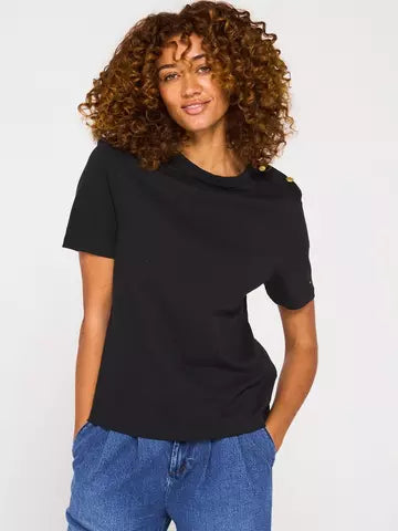 Tommy Hilfiger Black T-shirt with Gold Buttons