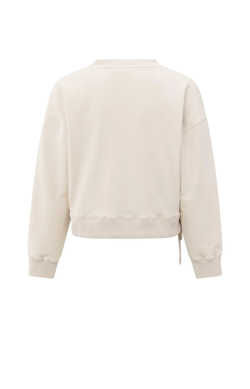 Yaya Sweatshirt with pleat details and side drawstring