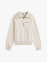 Tommy Hilfiger Interlock Knit Fleece Half Zip Jumper - “Heather Oatmilk”