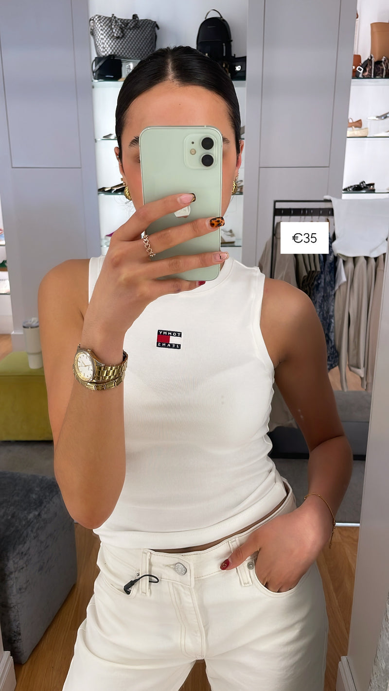 Tommy jeans Slim Badge tank - Ecru