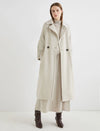 Double-breasted beaver cloth coat - Pearl Grey -  English