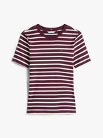 Tommy Hilfiger Crew Neck Slim Fit T-Shirt - Burgundy Stripe