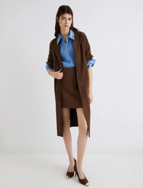 Marella Brown Suede Trench Coat - EDEL
