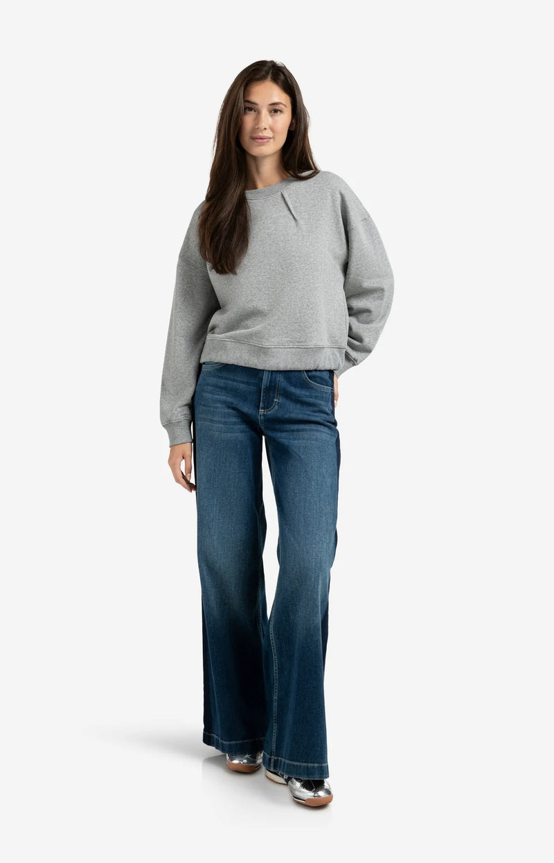 Yaya Sweatshirt with pleat details and side drawstring