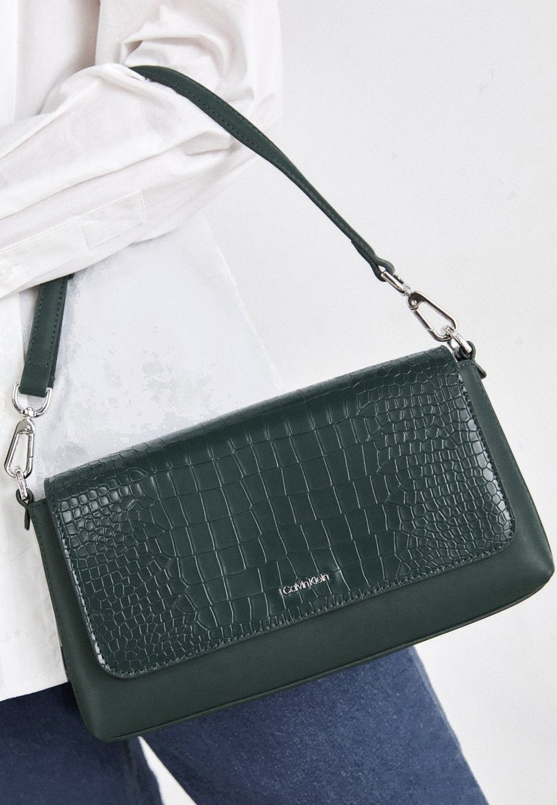 Calvin Klein small leather bag crocodile texture - green