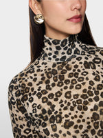 Marc Cain semi-transparent leopard print top