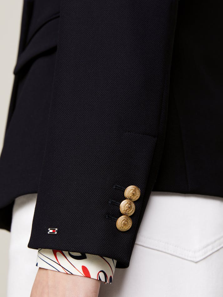 Tommy Hilfiger Gold Button Pique Double Breasted Blazer - Navy
