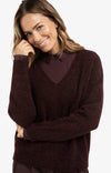 Yaya Soft Sweater with V-Neck - Cloud Grey Purple