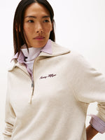 Tommy Hilfiger Interlock Knit Fleece Half Zip Jumper - “Heather Oatmilk”