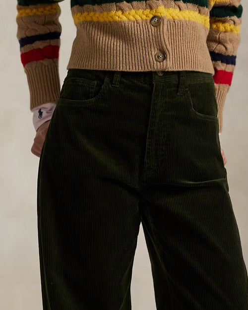 Polo Ralph Lauren green corduroy wide leg trouser