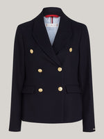 Tommy Hilfiger Gold Button Pique Double Breasted Blazer - Navy