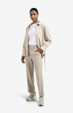Yaya Jersey top with woven cuffs and slit detail - Pure White