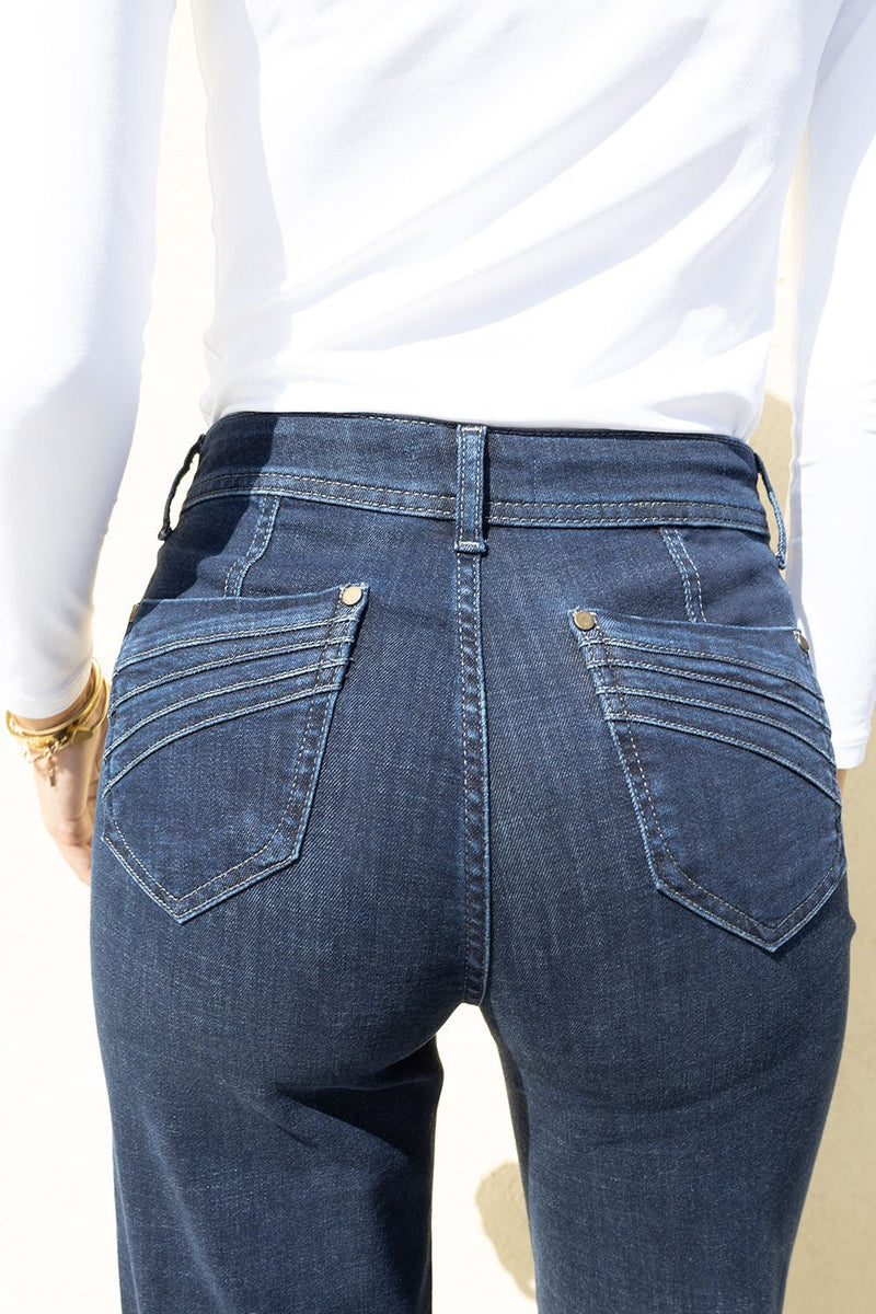 No2Moro Wide Leg Denim Trouser (27" Leg) Indigo Wash - NAPOLI