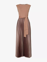 Weekend MaxMara Sleeveless Pleated Jersey And Satin Midi Dress